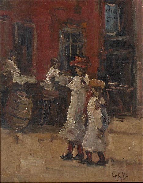 Georges Lemmen Girls strolling on the street Norge oil painting art